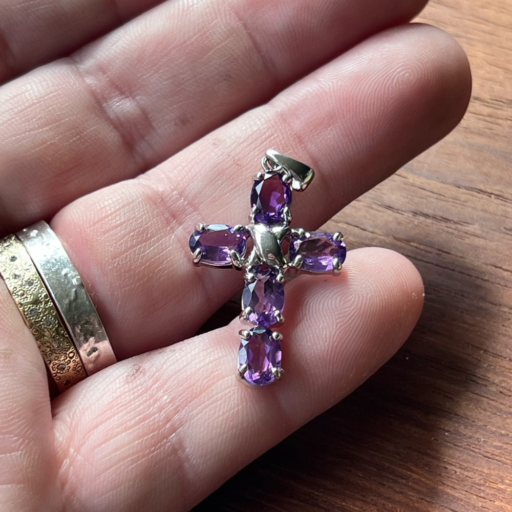 Sterling and Amethyst cross pendant